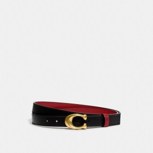 Black Red Women's COACH Sculpted Belt | South Africa-6812073
